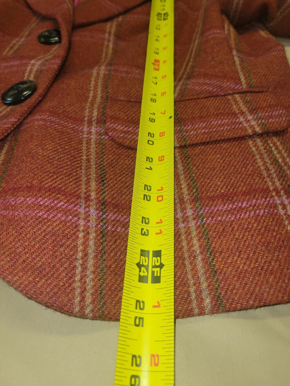 Vintage Talbots Wool Blazer Jacket Womens 12 Pink Plaid Windowpane Lined Career - Picture 5 of 7